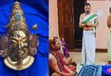 മൂകാംബിക ദേവിക്ക് 1.25 കോടിയുടെ സ്വർണമുഖം സമർപ്പിച്ച് ഡോക്ടർ